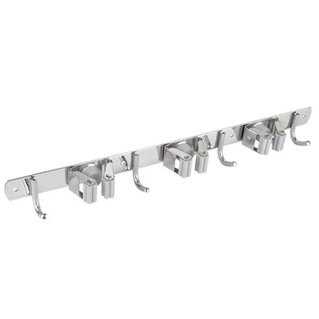 

Broom Mop Holder Wall Mount,Metal Stainless Steel Wall Mounted Storage Organizer Heavy Duty Tools Hanger