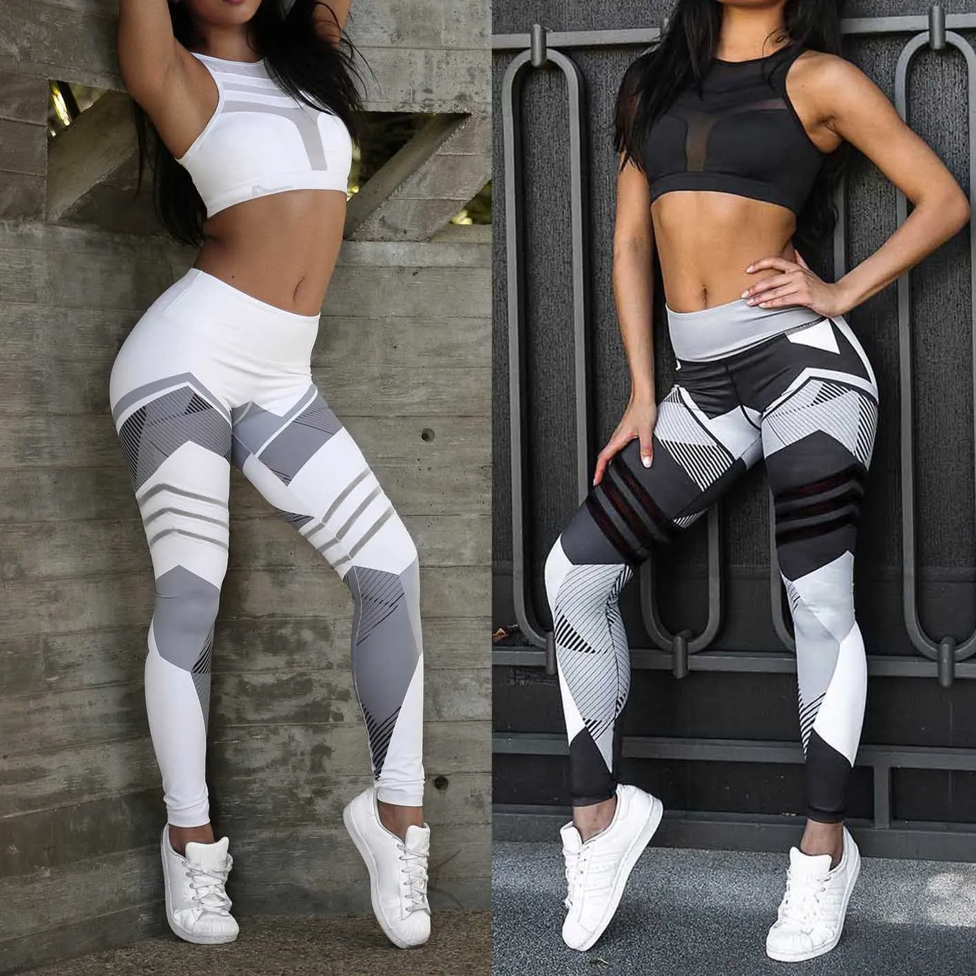 Women Quick Dry Sport Fitness Leggins Geometric Printed Sports Pants Yoga Pants Leggings workout leggings