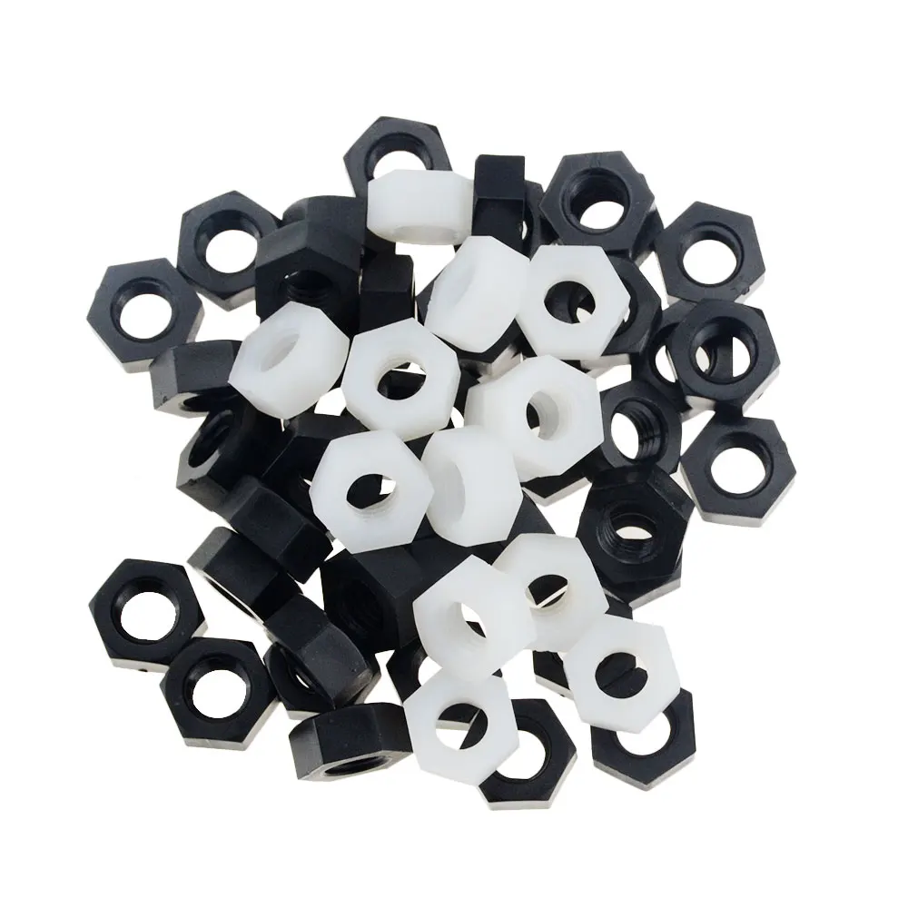 

2PCS-50PCS Black/White DIN934 M2 M2.5 M3 M4 M5 M6 M8 M10 M12 M14 M16 M18 M20 Nylon Hex Nut Hexagon Plastic Nuts For Bolt Screw