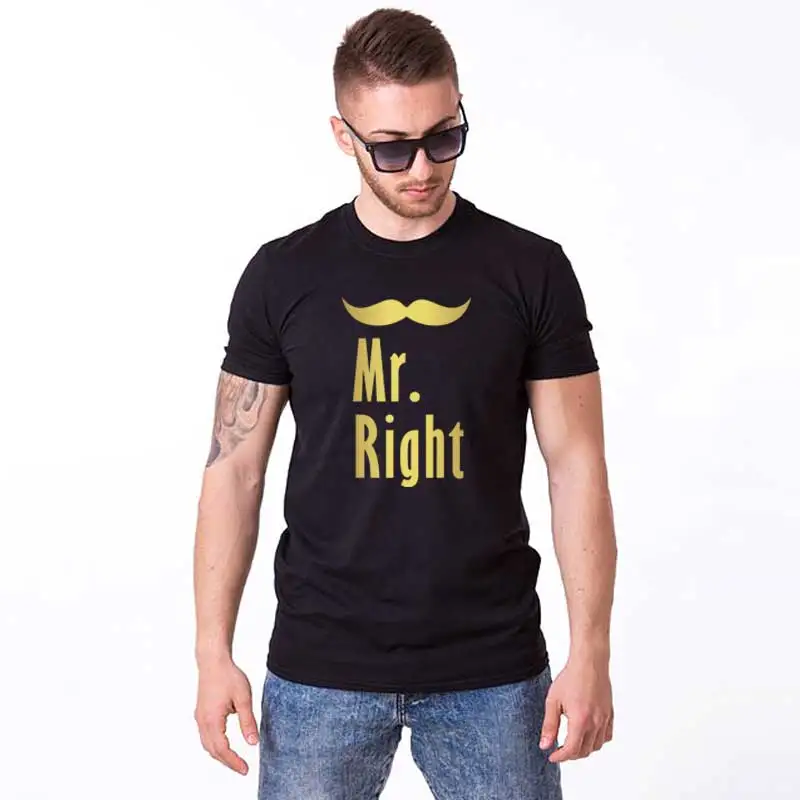 Mr. mrs. right, одинаковая футболка для влюбленных пар, хлопковая летняя футболка для мужчин и женщин с надписью «love» в Корейском стиле - Цвет: Color3