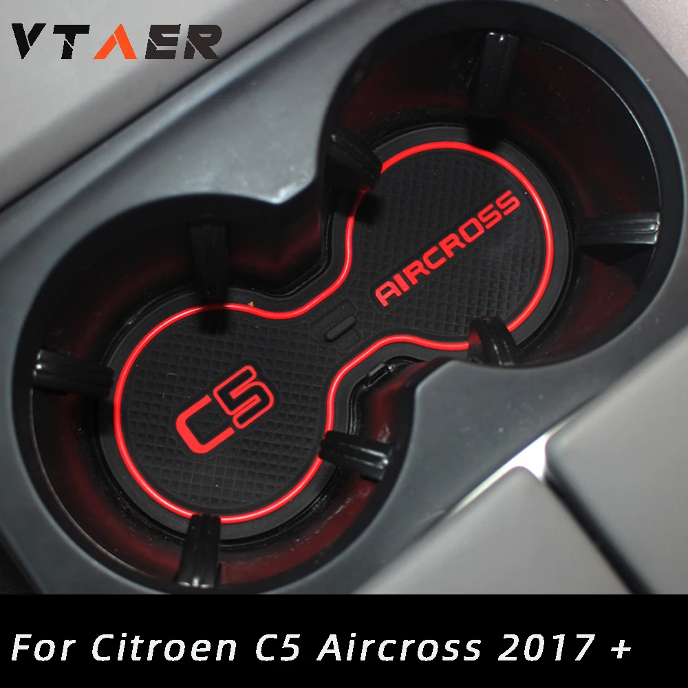 시트로엥 C5 Aircross 2017 2018 2019 2020 2021 자동차 용품 인테리어 고무 도어 매트 미끄럼 방지 컵 패드 게이트 슬롯 패드 22pcs