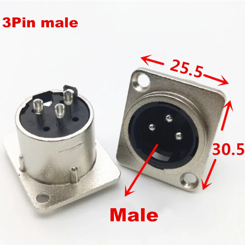 

2 шт., 3-контактный разъем XLR, металлический корпус квадратной формы