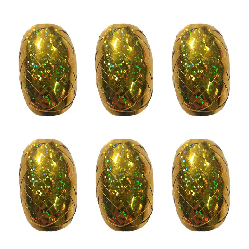 gold 6 шт., 5 мм* 10 м, воздушный шар из фольги, лазерный шар, белая розовая Золотая лента, украшение для свадьбы, дня рождения, вечеринки, воздушный шар, упаковочная лента - Цвет: gold