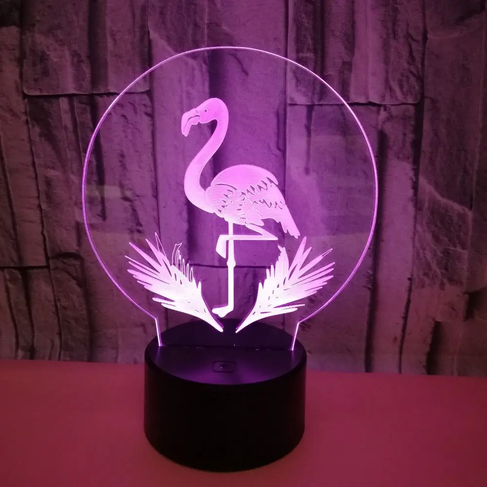 7 цветная лампа с фламинго 3d Визуальный светодиодный ночник для детей сенсорный
