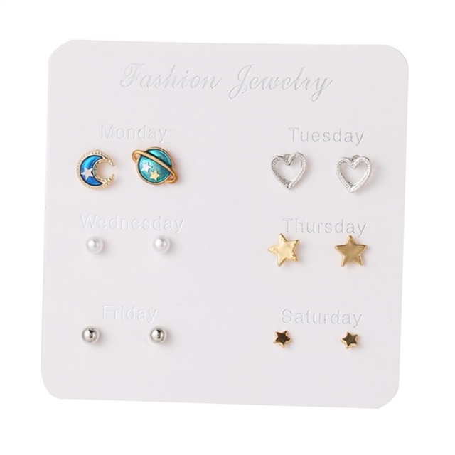 Fashion 3/6 Pairs Women's Earrings Korean Heart Stud Earrings for Women Pearl Earring Set 2021 Earings Jewelry Brincos Gifts