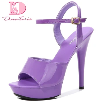 

Doratasia Brand New Sexy Platform Fetish High Heels Trendy ankle-strap Summer Sandals Women Shoes Woman