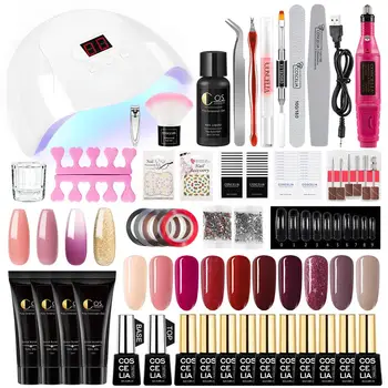 

Full Manicure Set & Gel Nail Polish Kit For Nail Extension 18LEDS UV LED Lamp Dryer Electric Drill Nail Art Tools Kit