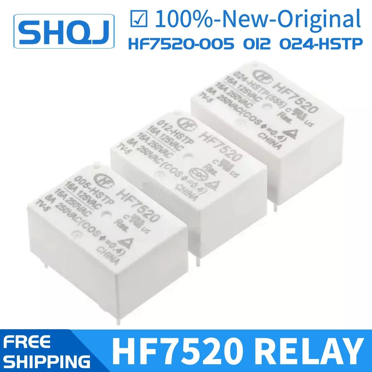 10pcs Hf Relay Hf7520005 012 024hstp 5v 12v 24v 16a 4pin 1no 100new