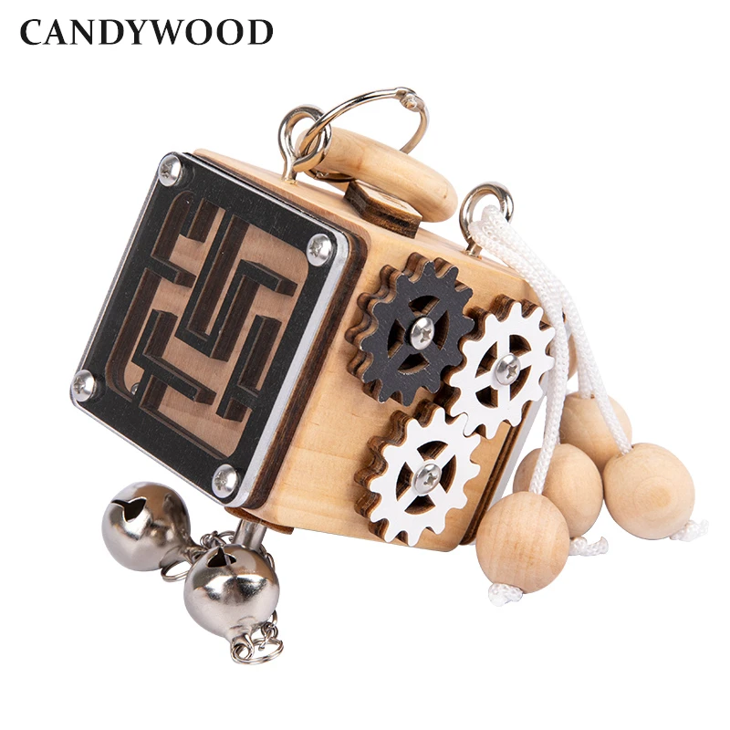 Wooden Busy Cube Children Hands-on Ability Training Lock Box Early Learning Busy board Fidget Baby Montessori Educational Toys