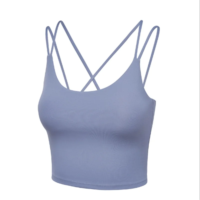 FY 035 BLUE Женский спортивный бюстгальтер с эффектом пуш-ап, одежда для активного отдыха, топы для женщин, спортивный бюстгальтер, спортивный бюстгальтер с перекрестными ремешками, топ, женский бюстгальтер для йоги - Цвет: FY 035 BLUE