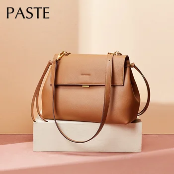 

2020 Famous Brand Design Women's Handbag Chain Handle Vintage 100% Cowhide Leather Female Messenger Shoulder Bag Brown All-match