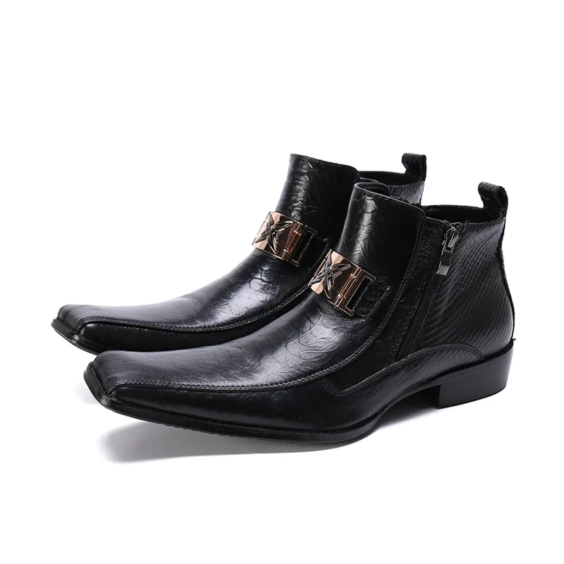 mens black square toe ankle boots
