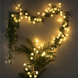 3M 60leds Holiday Fairy Garland Bouquet Light Romantic Rose Flower Vine Light String for Valentine's Day Wedding Christmas Decor