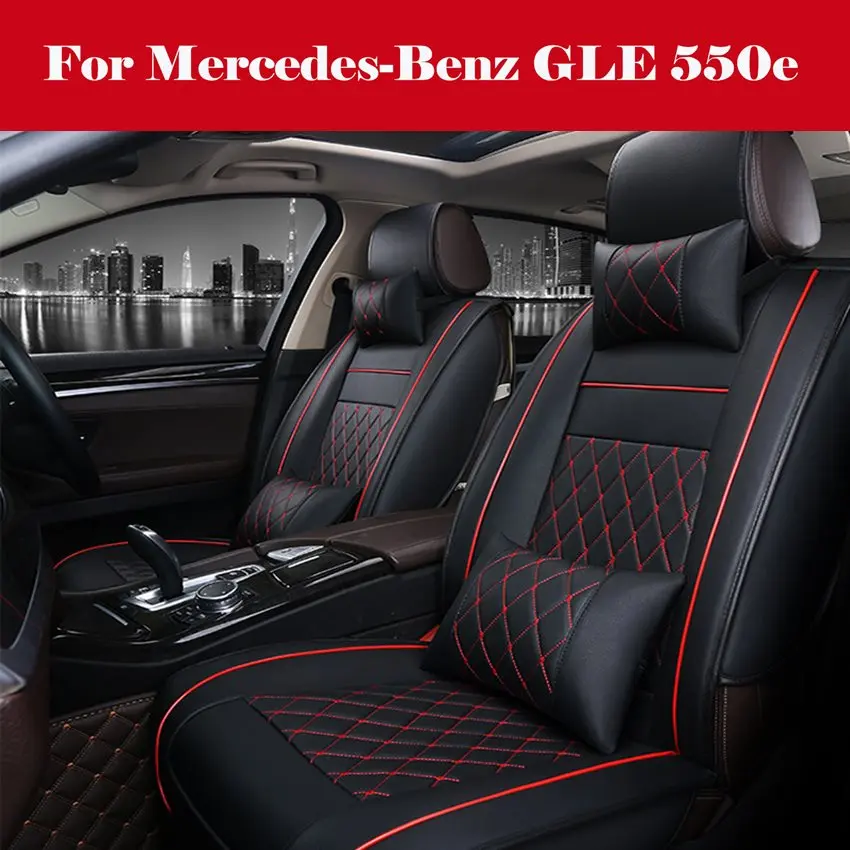 Deluxe Edition Car Seat Cover Cushion 5 Seats Front+Rear Breathable PU Leather For Mercedes Benz