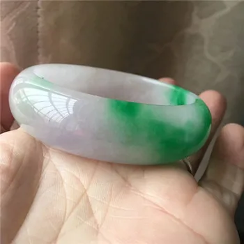 

Natural Burmese Jadeite 54-64mm Light Color Two-color Bangle Elegant Princess Jewelry Best Gift