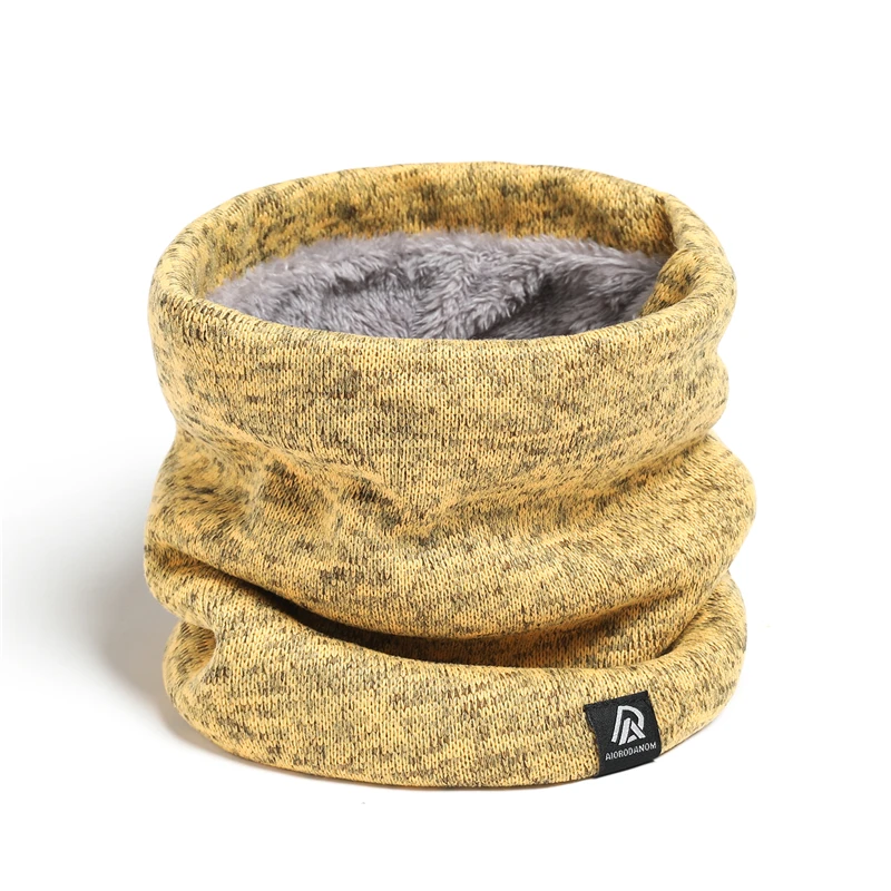 Enfärgad kashmirplysch varm vinterringhalsduk kvinnor män stickad helmask snood halsdukar bufanda tjock avgasrör_voghion.com