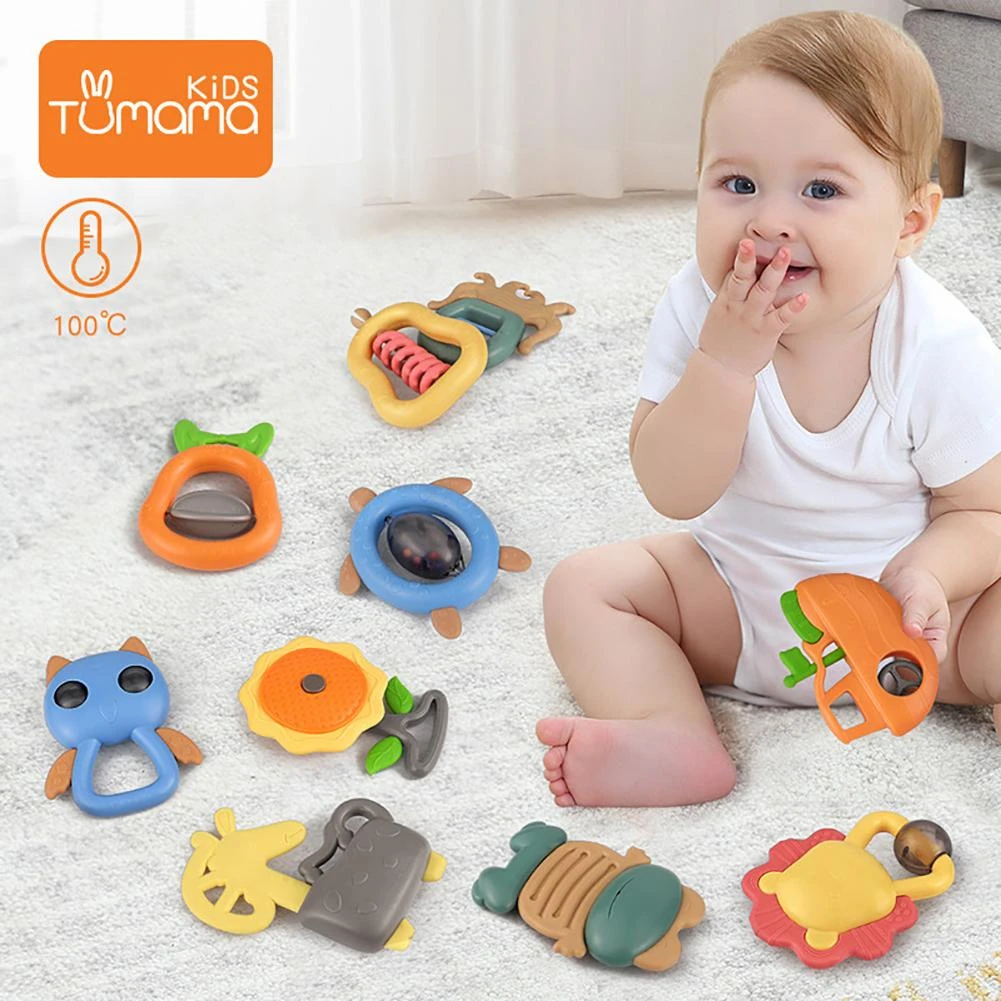 Tumama 4 ~ 11 Uds sonajeros de juguete bebés cama Bell mano Jingle campana de plástico sonajeros animales bebé juguetes 0 12 meses Bell|Móviles y sonajeros de bebé| - AliExpress