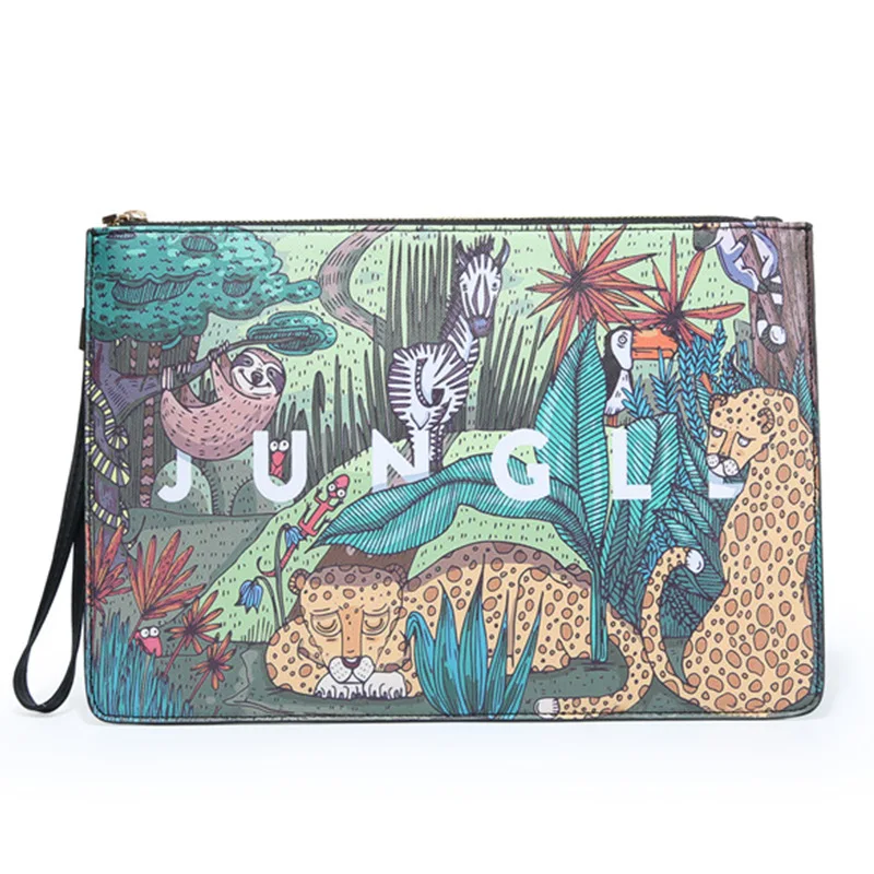 Animal Prints Clutches Men Leather Bags Envelope Clutch Male Bag