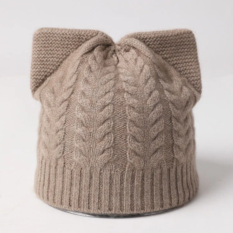 Новинка года. Женская вязаная шапка из кашемира Skullies Beanies. Теплая зимняя шапка на каждый день. Цвет: черный, серый, бежевый, хаки - Цвет: CAVME 2 Khaki