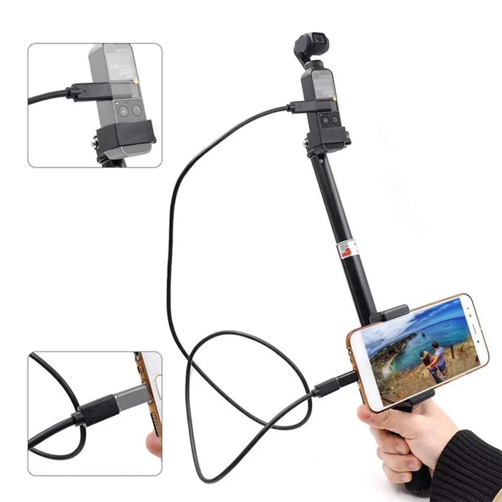 

STARTRC DJI For OSMO Pocket kit selfie stick with Lock phone clip telescopic rod Camera Micro type c extended cable with ABS ho