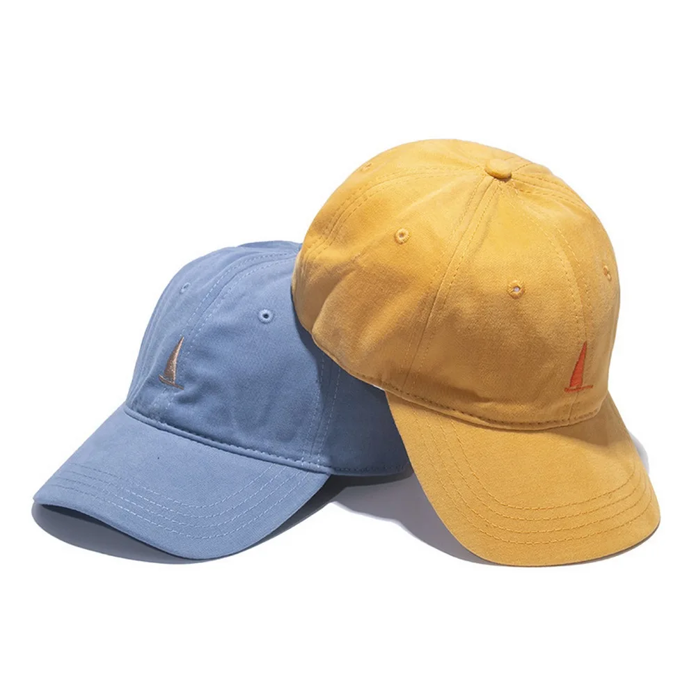 

Four Seasons Unisex Baseball Caps Simple Style Cotton Embroidered Sailboat Pattern Curved Brim Outdoor Sports Play High Quality