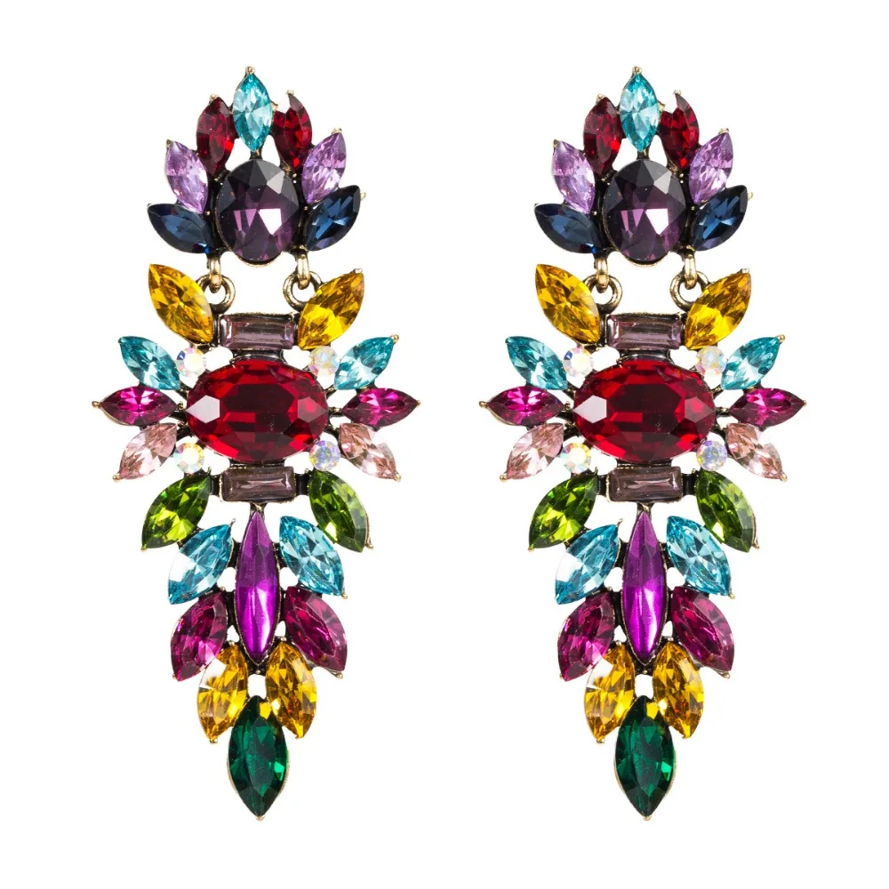 Женские висячие серьги KMVEXO, разноцветные кристальные серьги в форме капель