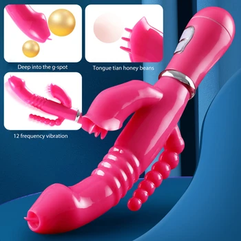 3 In 1 Vibrators for Women 12 Mode Vibrating Anal Tongue Licking Clitoris Stimulator G Spot Massager Erotic Sex Toys for Women 3