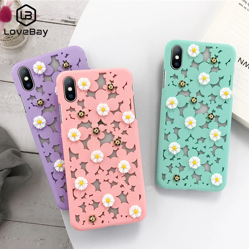 Lovebay 3D полые чехлы для телефонов с изображением цветов iPhone XR XS Max candy color 6 6s 7 8 Plus