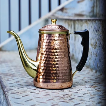 

Japan Kalita 700ml Copper Coffee Dripper Pot Retro Copper Kettle Classic Japanese Hand Hammer Pattern Coffee Pot