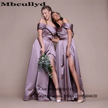 

Mbcullyd V-neck Bridesmaid Dresses Long Sexy Off Shoulder African Dress for Wedding Party With High Split Girls Party Gowns