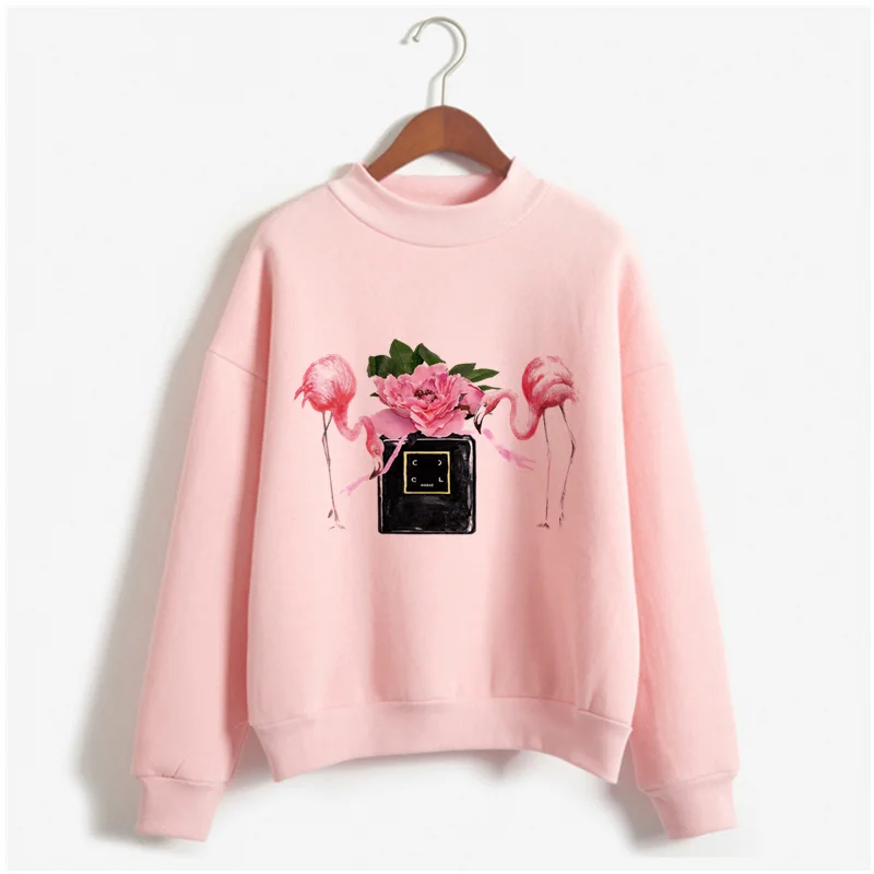 Latest autumn and winter perfume bottle print hoodie women's fashion retro hoodie women's perfume Harajuku pink sweater - Цвет: WY-pink-10-15