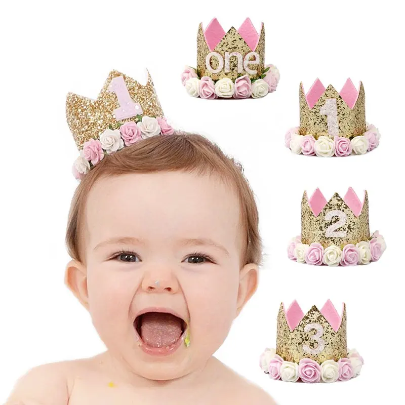 PATIMATE корона на день рождения шапки 1st 2nd 3rd День Рождения украшения Принцесса Корона ребенок Кепка один год День рождения украшения
