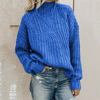 

2020 618 Turtleneck Knitted Sweater Autumn Winter Knitwear Plus Size Slim Solid 2020 Solid Pullover Warm Casual Sweater Women