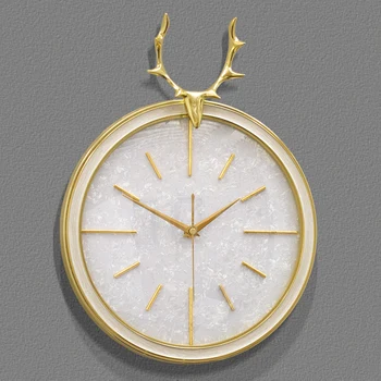 

Pendulum Luxury Wall Clock Gold Deer Silent Nordic Wall Clocks Metal Living Room Orologio Da Parete Industrial Decor AB50WC