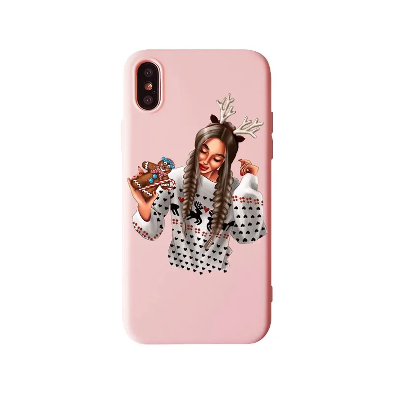 Vogue чехол для девушек для iPhone 11Pro Max XS MAX XR Merry Christmas new year elk розовый мягкий Рождественский подарок девочка телефон чехол для iPhone SE 6 6S Plus 7 8 Plus