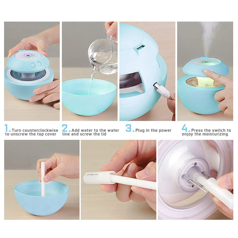 Портативный увлажнитель Usb, мини-вентилятор, светодиодная проекция, зеркало Abs, 4 в 1 персональные увлажнители воздуха, 500 мл холодный туман увлажнители с вентилятором
