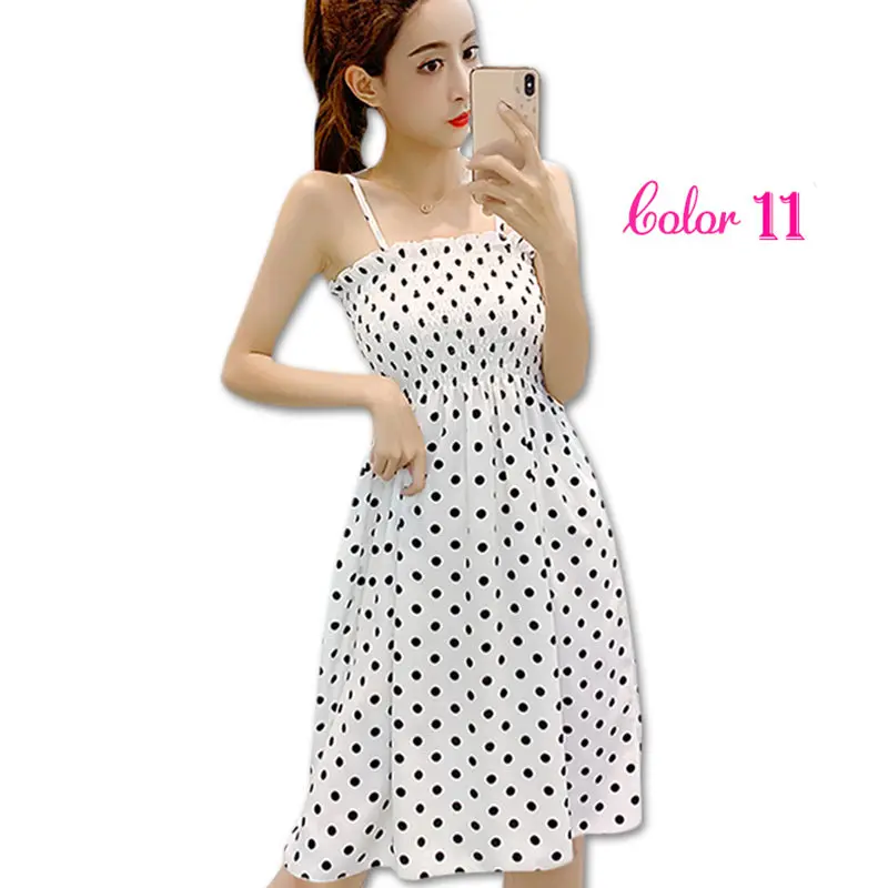 Style 11 Женское летнее шифоновое платье с цветами для девочек, сарафан миди, пляжное платье макси, платья в Корейском стиле, элегантное платье без рукавов с принтом - Цвет: Style 11