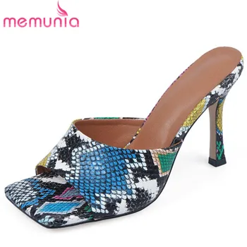 

MEMUNIA 2020 big size 33-43 women slipper snake summer sexy thin high heels party prom shoes fashion ladies slipper black