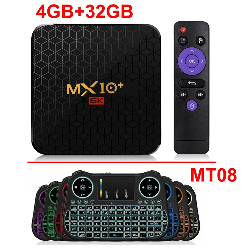 MX10 PLUS 6K ULTRA HD; Smart TV BOX Android 9,0 Allwinner H6 4GB 64GB 2,4G/5G Dual wifi BT4.0 3D 6K HDR телеприставка медиаплеер - Цвет: 4GB 32GB add MT08