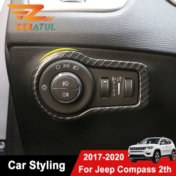 

Zeratul for Jeep Compass 2017 2018 2019 2020 Car Head Fog Lights Head Lamps Adjust Button Switch Panel Cover Trim Sticker