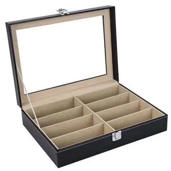 

8 Grid Glasses Leather Display Case Sunglasses Storage Box Holder Organizer