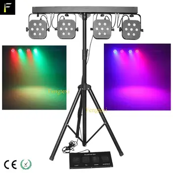 

Complete Stage TRI LED 4x Par Flood Light System (7x3w RGB Each Spot Par)with Stand&Foot Switch Controller for DJ Bands Party