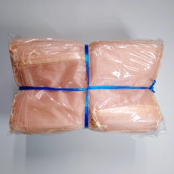 

100pcs Champagne Wedding Party Gift Bag Pouches Jewelry Packaging Bags Drawstring Organza Bag Woman Travel Storage Display Pouch