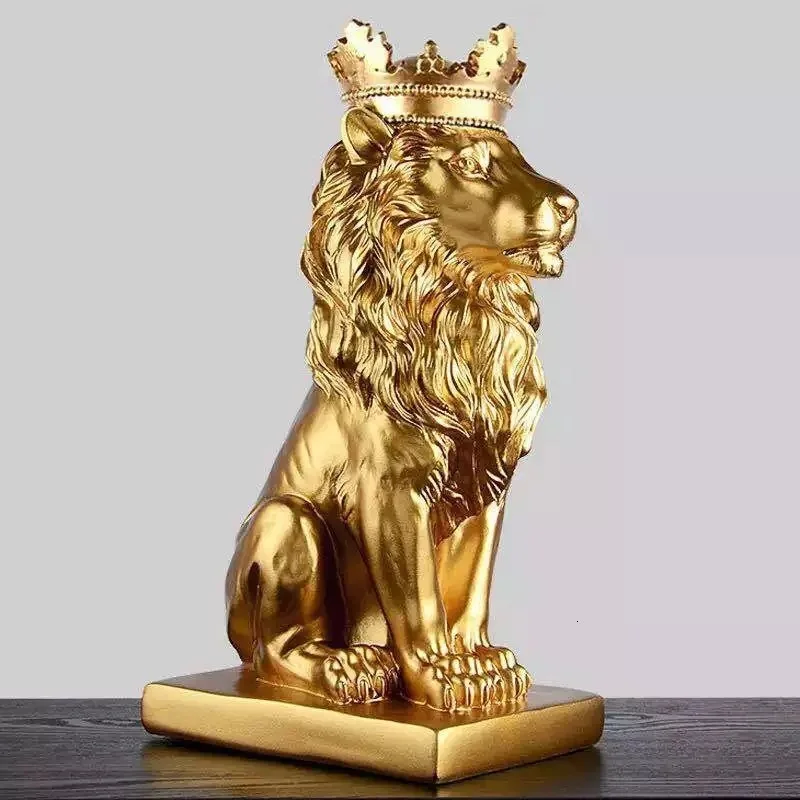 

Nordic Crown Lion Resin Statue Resin Crafts Modern Sculpture Creative Entrance Desk Tabletop Living Room Home Decor Sculpture