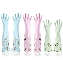 Зимние Бархатные перчатки для мытья посуды, кухонные утолщенные резиновые латексные перчатки для стирки одежды, водонепроницаемые маслостойкие для уборки по дому