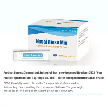 

Nasal Wash Salt Rinse Mix Allergic Rhinitis Relief Nose Cavity Protector Irrigation For 2.7g*40pcs Adults Children Nose Cleaner