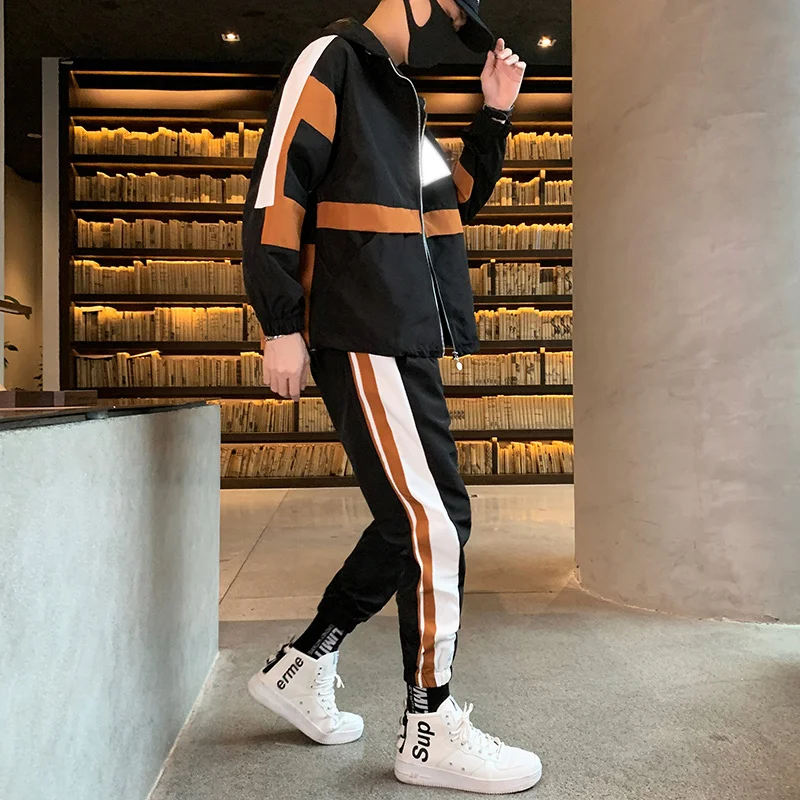 Fashion Autumn Spring Sporting Suit Sweatshirt+ Sweatpants Mens Clothing 2 Pieces Sets Slim Tracksuit Brand New Men Sets