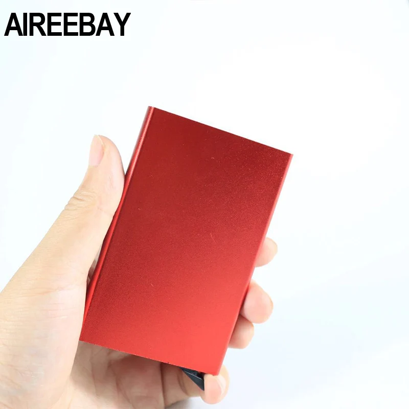 AIREEBAY мультикарточный держатель для удостоверения личности, Одноцветный автоматический всплывающий Противоугонный ящик для банковских карт, мини-чехол для визиток, держатель для ID карт для женщин