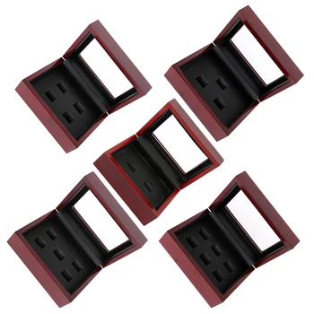 

Wine Red Wood Box Organizer Portable 12x16x7cm Travel Size 2-6 Hole Case Championship Sports Ring