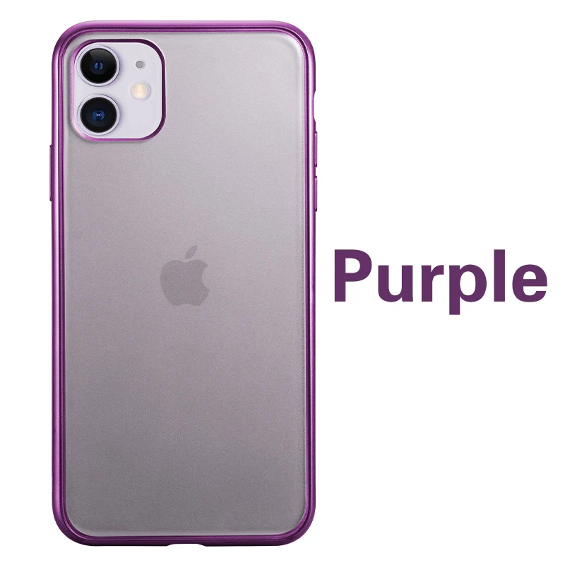 Матовый Прозрачный чехол для телефона iPhone 11 Pro Max чехол s для iPhone 6 6S 7 8 Plus X XS XR мягкий карамельный цвет чехол Fundas - Цвет: Purple
